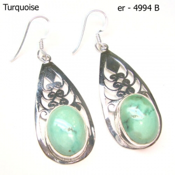 Ethnic Indian design 925 sterling silver blue tibet turquoise earrings